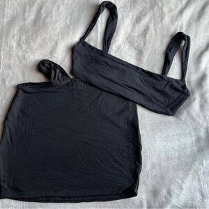 OH POLLY- COORD SET- Curved Hem Crop Top & Asymmetric Twist Detail Mini Skirt